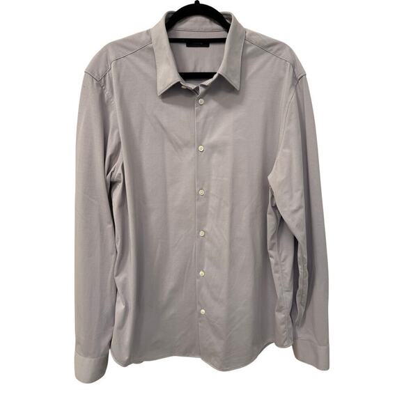 Theory Men's XXL Cotton Stretch Sylvain Shirt in Structure Knit Olympic color - Picture 3 of 8